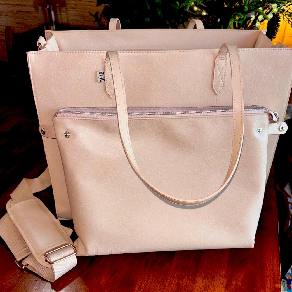 BEIS Cream Work laptop Tote